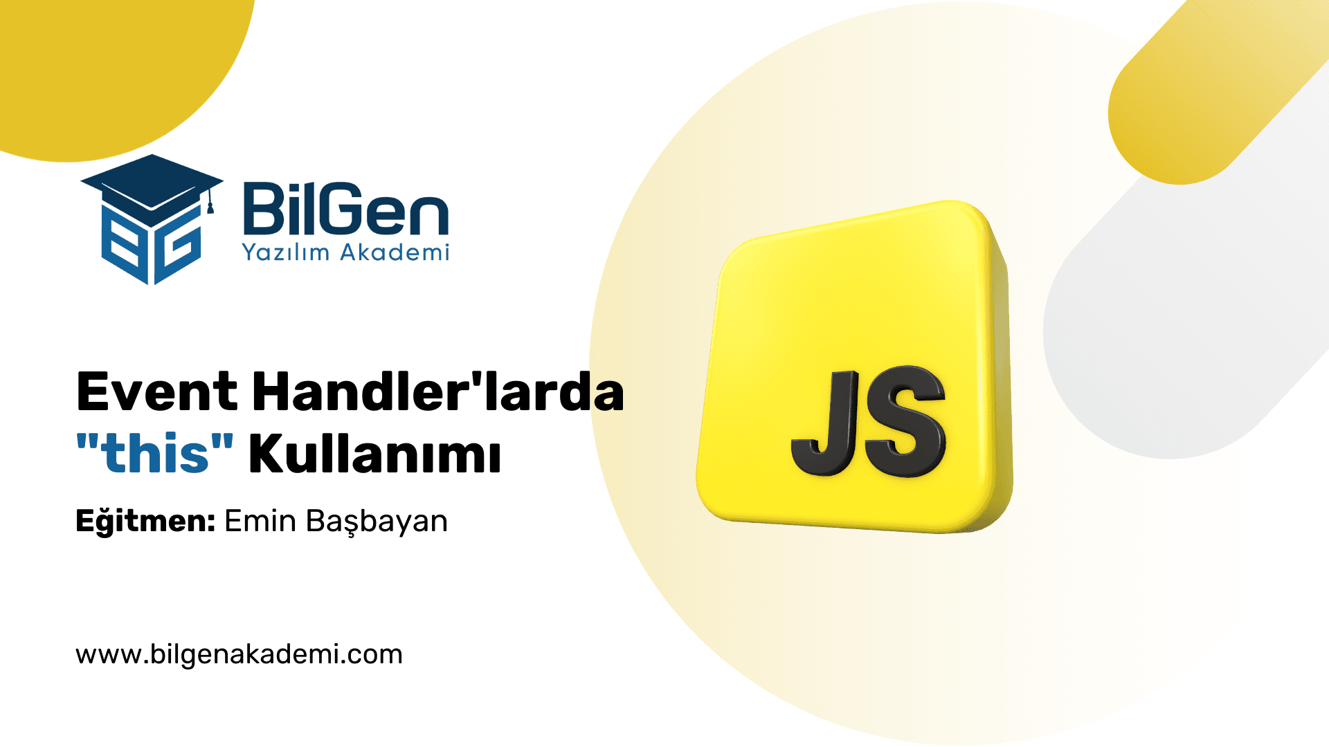 JavaScript kodunda 'this' anahtar kelimesi vurgulanmış, arka planda DOM elementleri ve event tetikleyicileri.