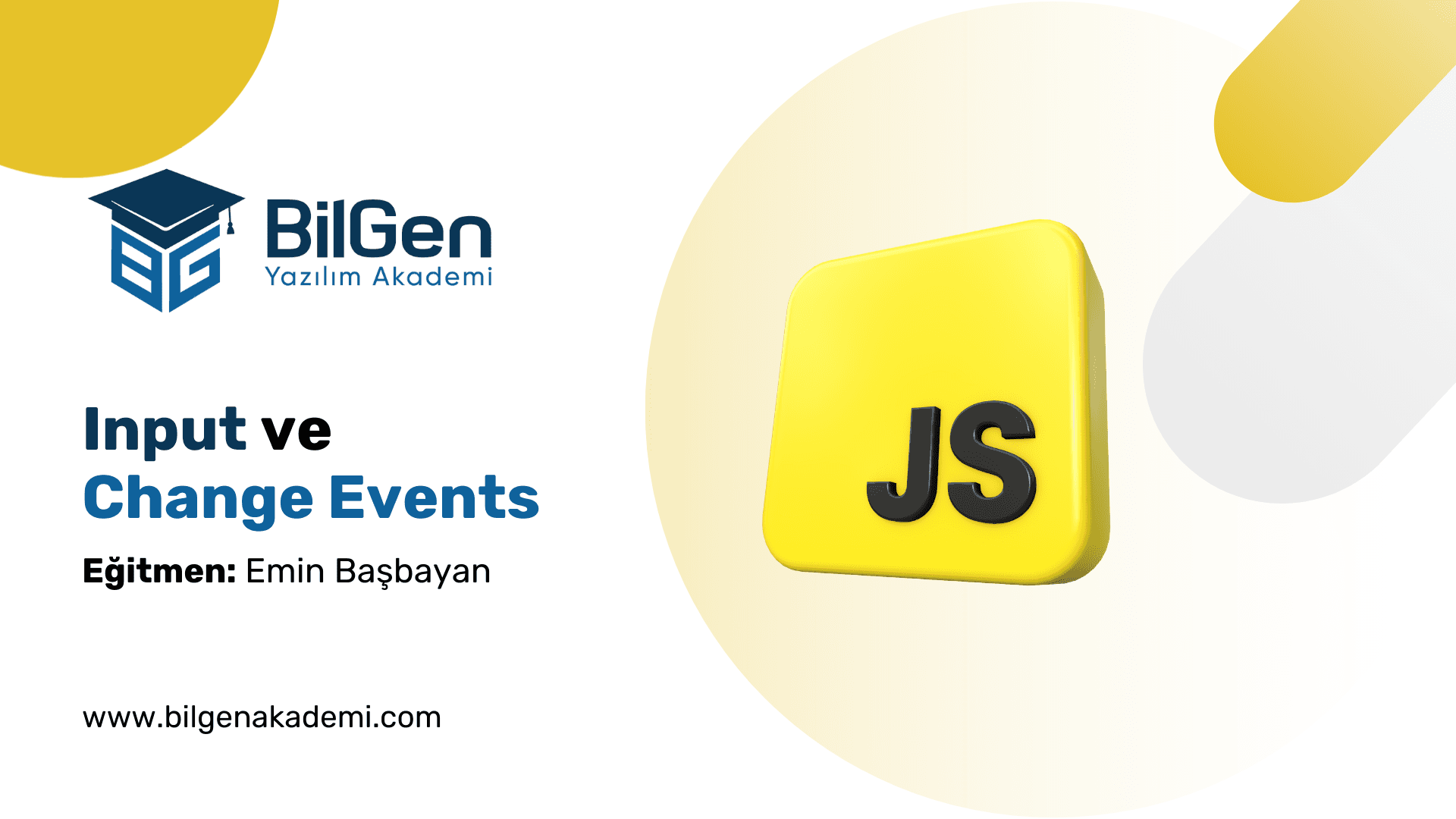 JavaScript DOM input ve change event'lerini gösteren kod örneği ve bir klavye görseli.